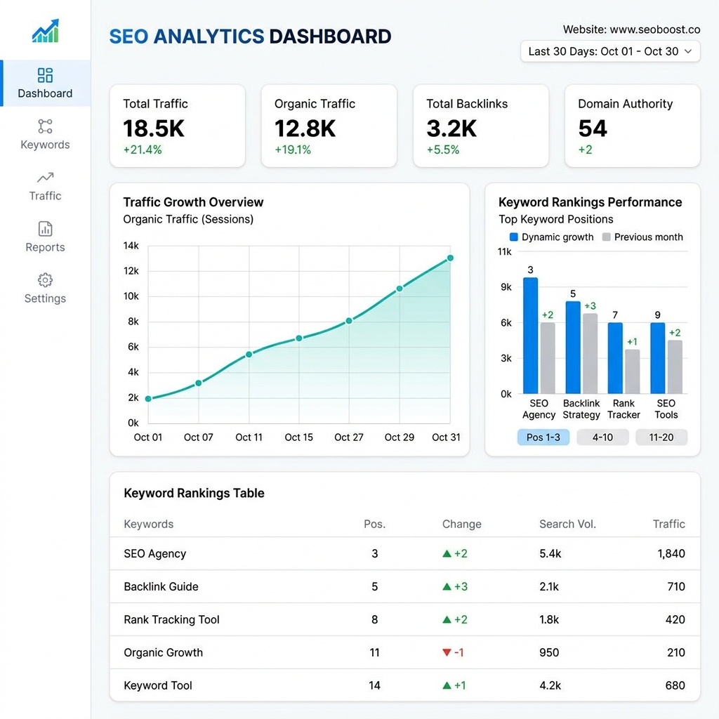 SEO Analytics Screen